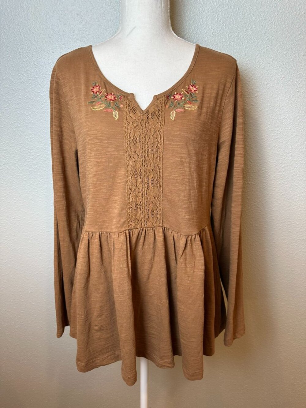April Cornell Embroidered Boho Babydoll Prairie Tunic Top - XS
